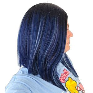 Black and Blue Ombre Long Bob Wig Lob